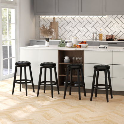 360¬∞ Swivel Upholstered Rubberwood Frame Bar Stool Set of 2 with Footrest-29 inches
