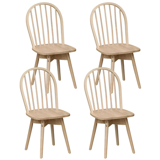 Swivel Windsor Dining Chairs Set of 4 with Solid Rubber Wood Frame