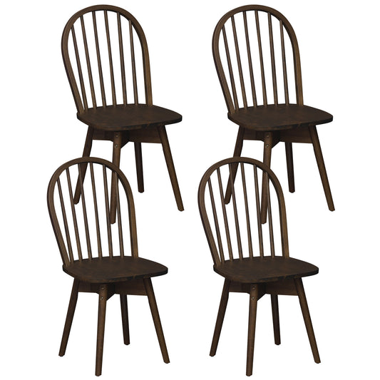 Swivel Windsor Dining Chairs Set of 4 with Solid Rubber Wood Frame