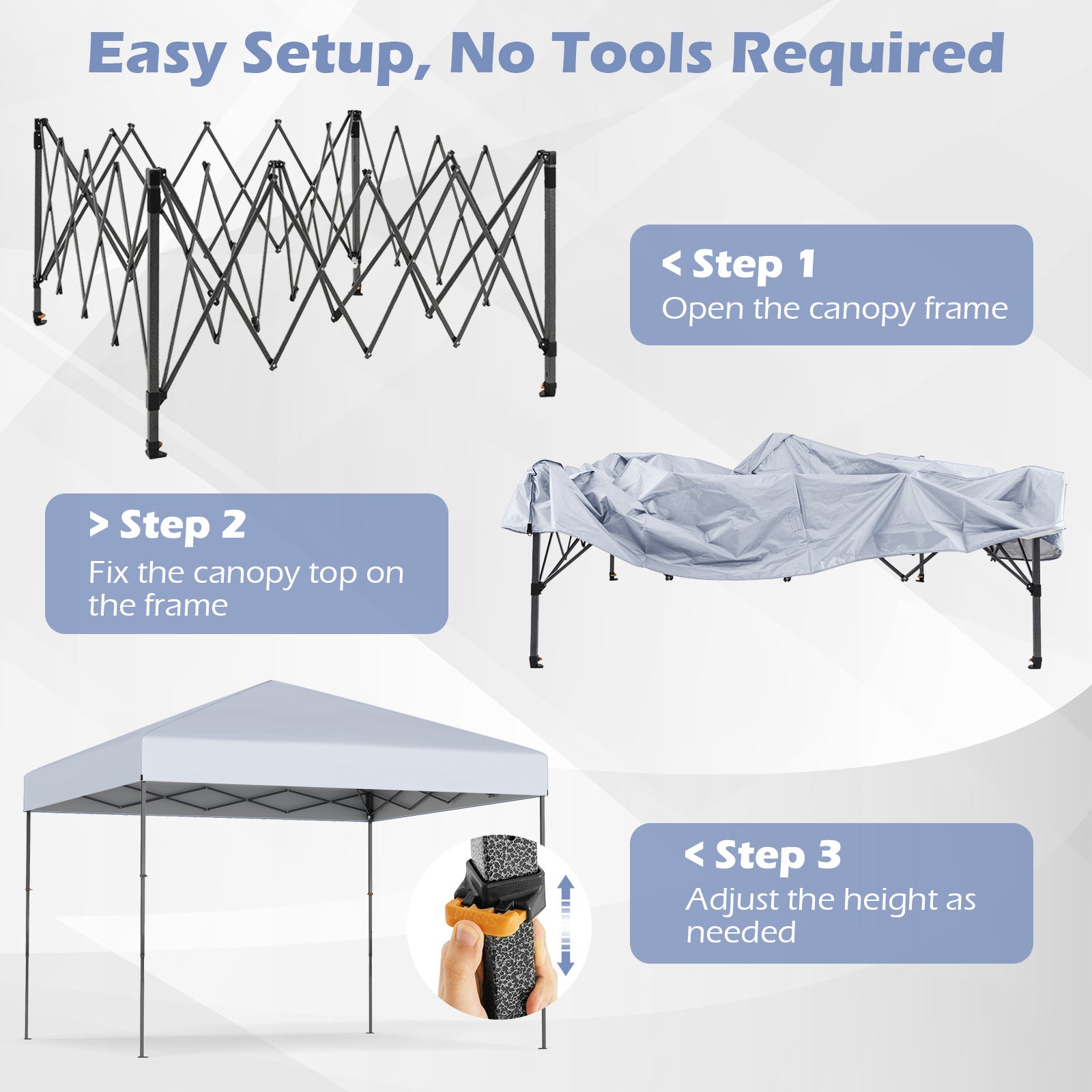 10 X 10 Feet Pop up Canopy Tent with Portable Carrying Bag and 8 Stakes-White