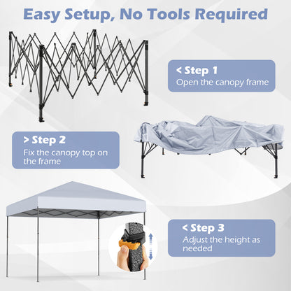 10 X 10 Feet Pop up Canopy Tent with Portable Carrying Bag and 8 Stakes-White
