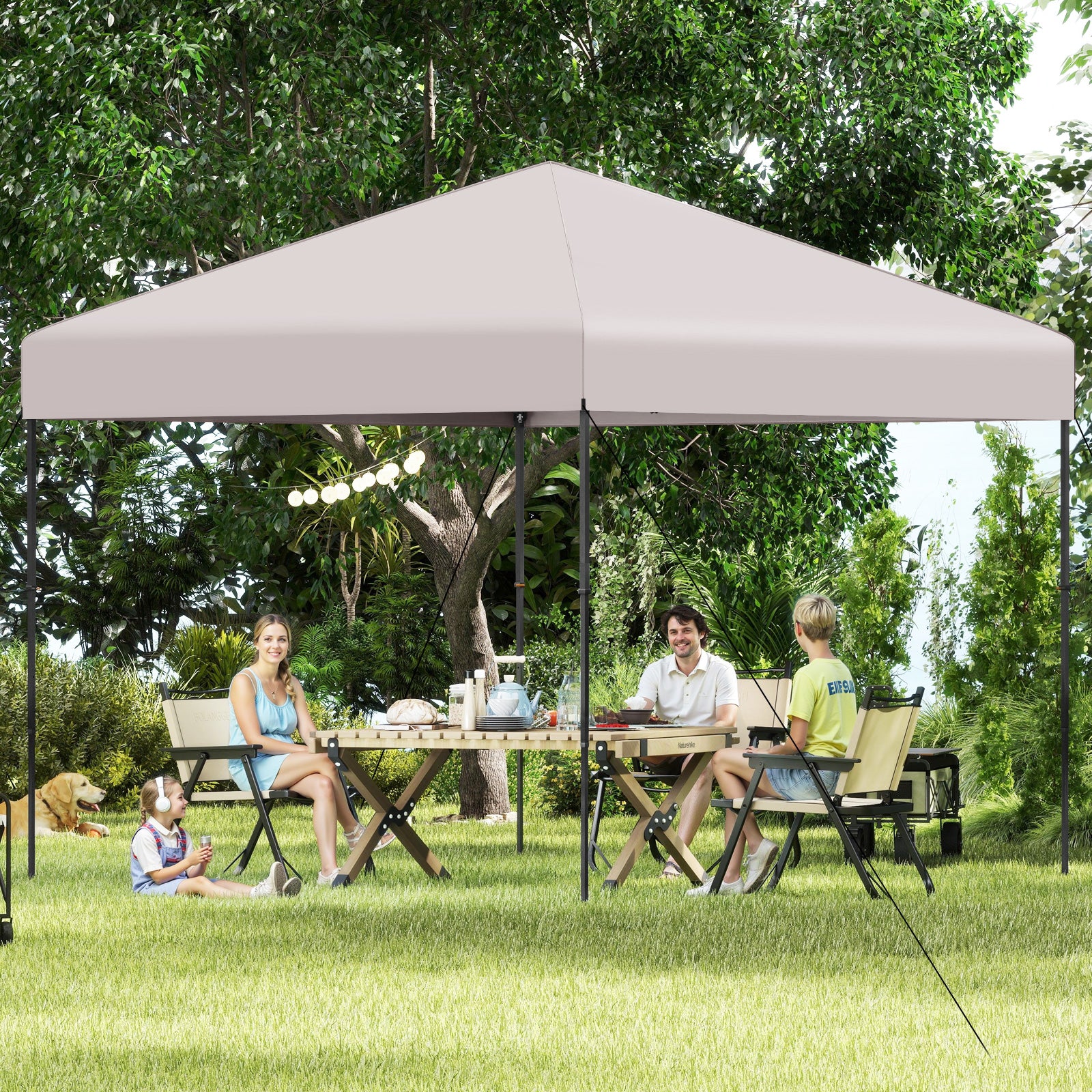 10 X 10 Feet Pop up Canopy Tent with Portable Carrying Bag and 8 Stakes-Yellow
