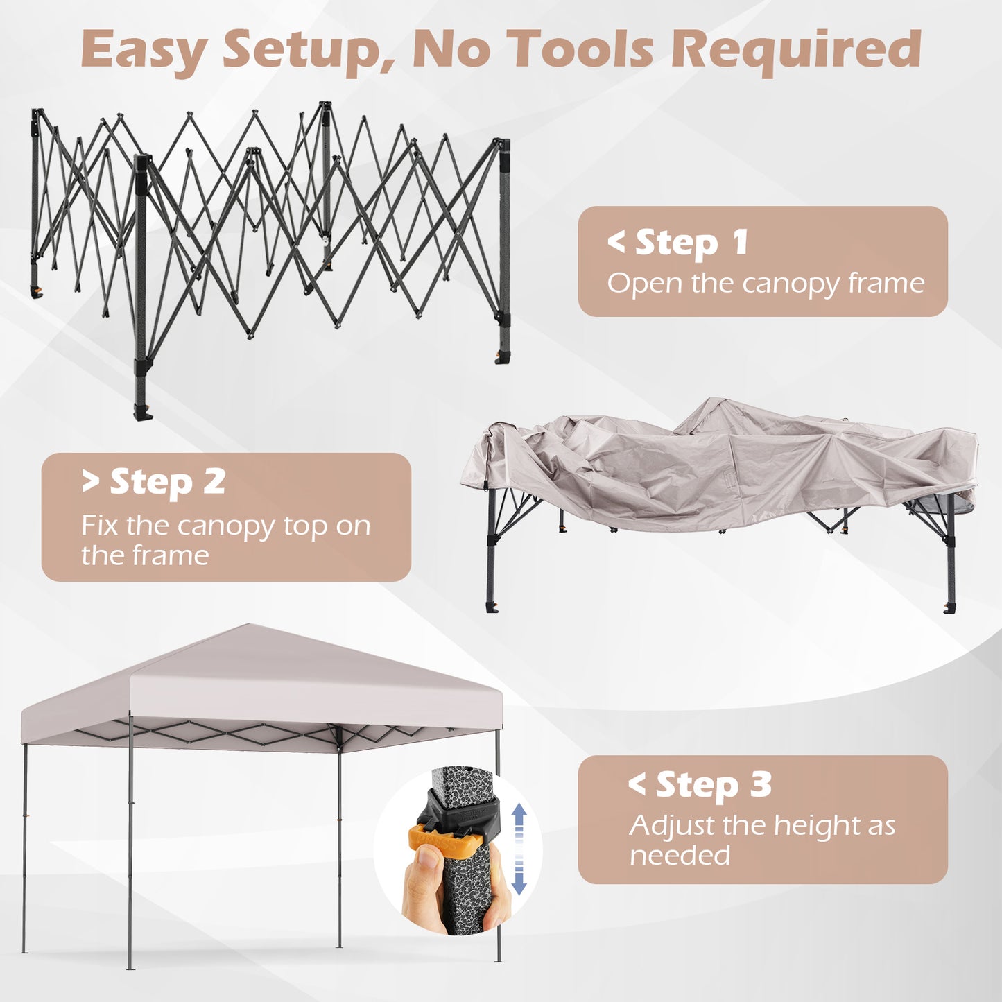 10 X 10 Feet Pop up Canopy Tent with Portable Carrying Bag and 8 Stakes-Yellow