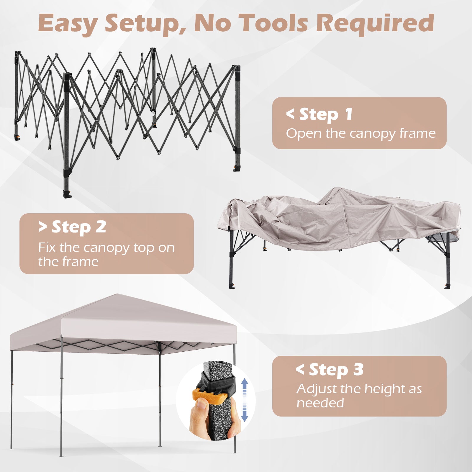 10 X 10 Feet Pop up Canopy Tent with Portable Carrying Bag and 8 Stakes-Yellow