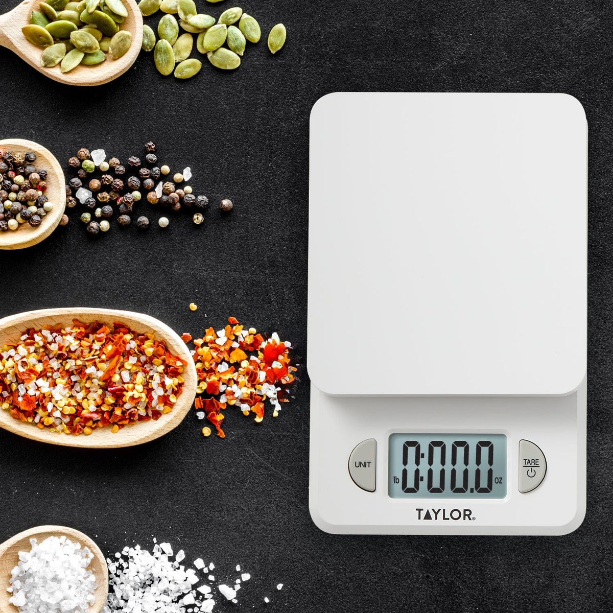 Taylor Compact Digital Kitchen Scale, 11 Lb. Capacity, Red - view 5