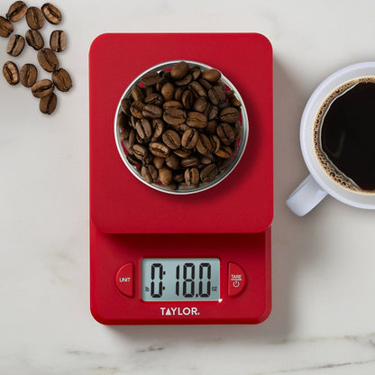 Taylor Compact Digital Kitchen Scale, 11 Lb. Capacity, Red - view 8