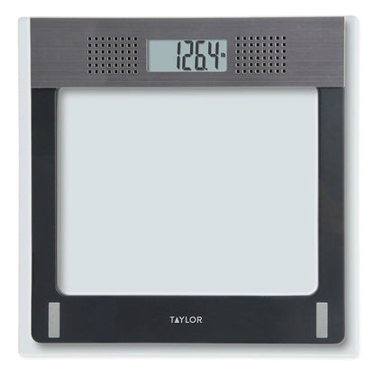 Taylor Talking Digital Bathroom Scale, Clear Glass, 440 Lb.