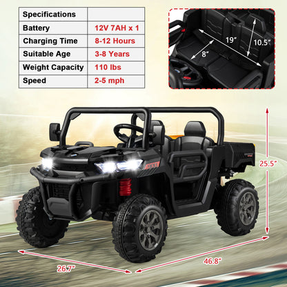 12V 2-Seater Kids Ride On Dump Truck with Dump Bed and Shovel