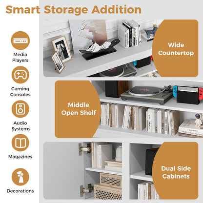 TV Cabinet with 3 Adjustable Shelves and Anti-Tipping Kits for TVs up to 80 Inch