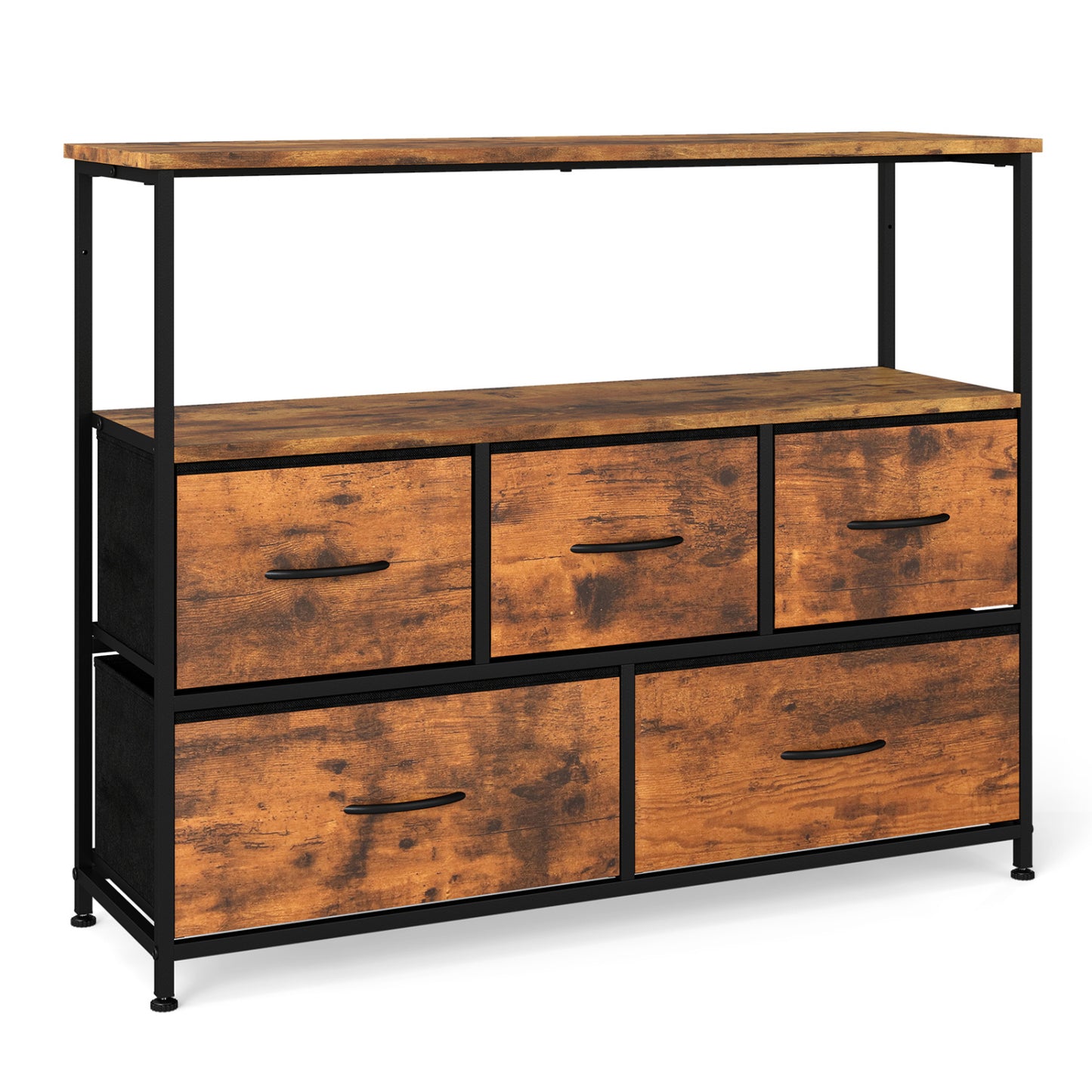 TV Stand Dresser for 45 Inch TV 5 Fabric Drawer Entertainment Center