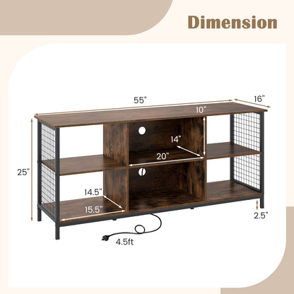 TV Stand for 65 Inch TVs-Rustic Brown and Black