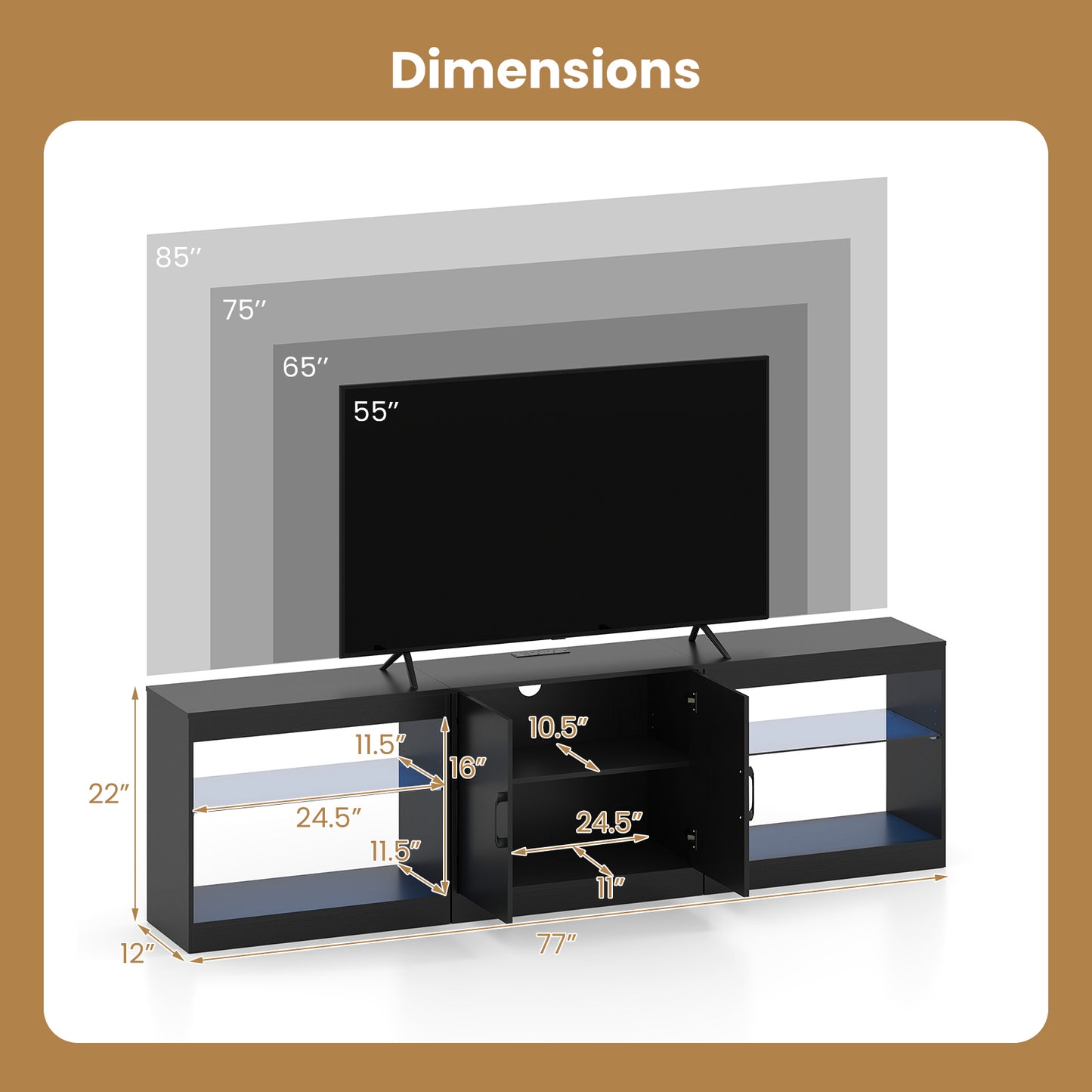 TV Stand for TVs up to 85 Inches LED Entertainment Center with Power Outlets-Black