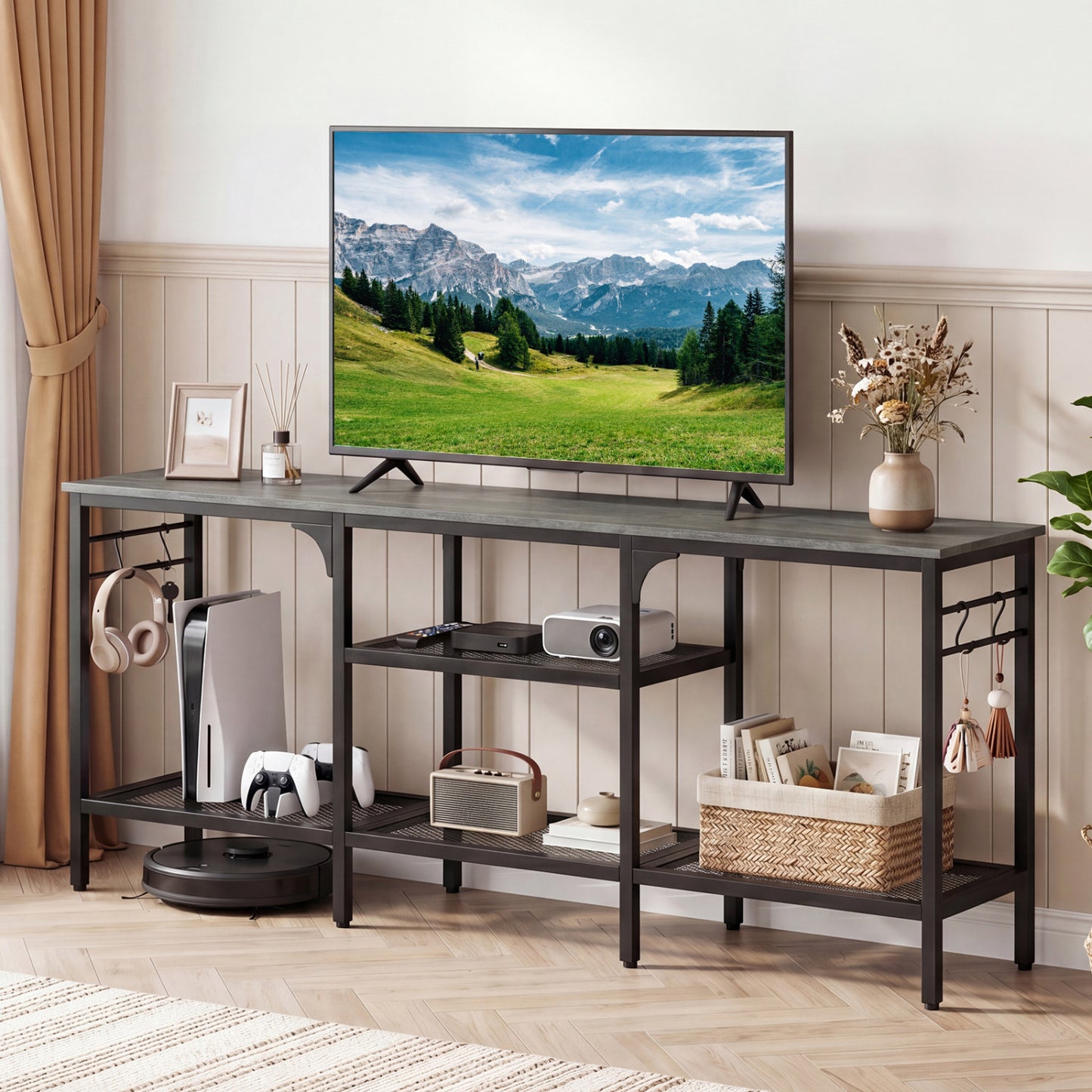 TV Stand for TVs up to 65 Inch with 3-Tier Open Shelves