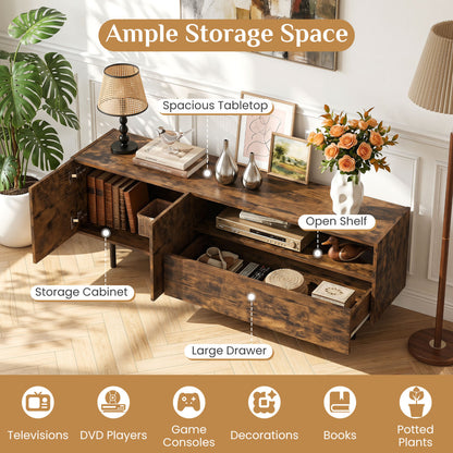 TV Stand for TVs up to 70" with Storage Cabinet and Metal Legs