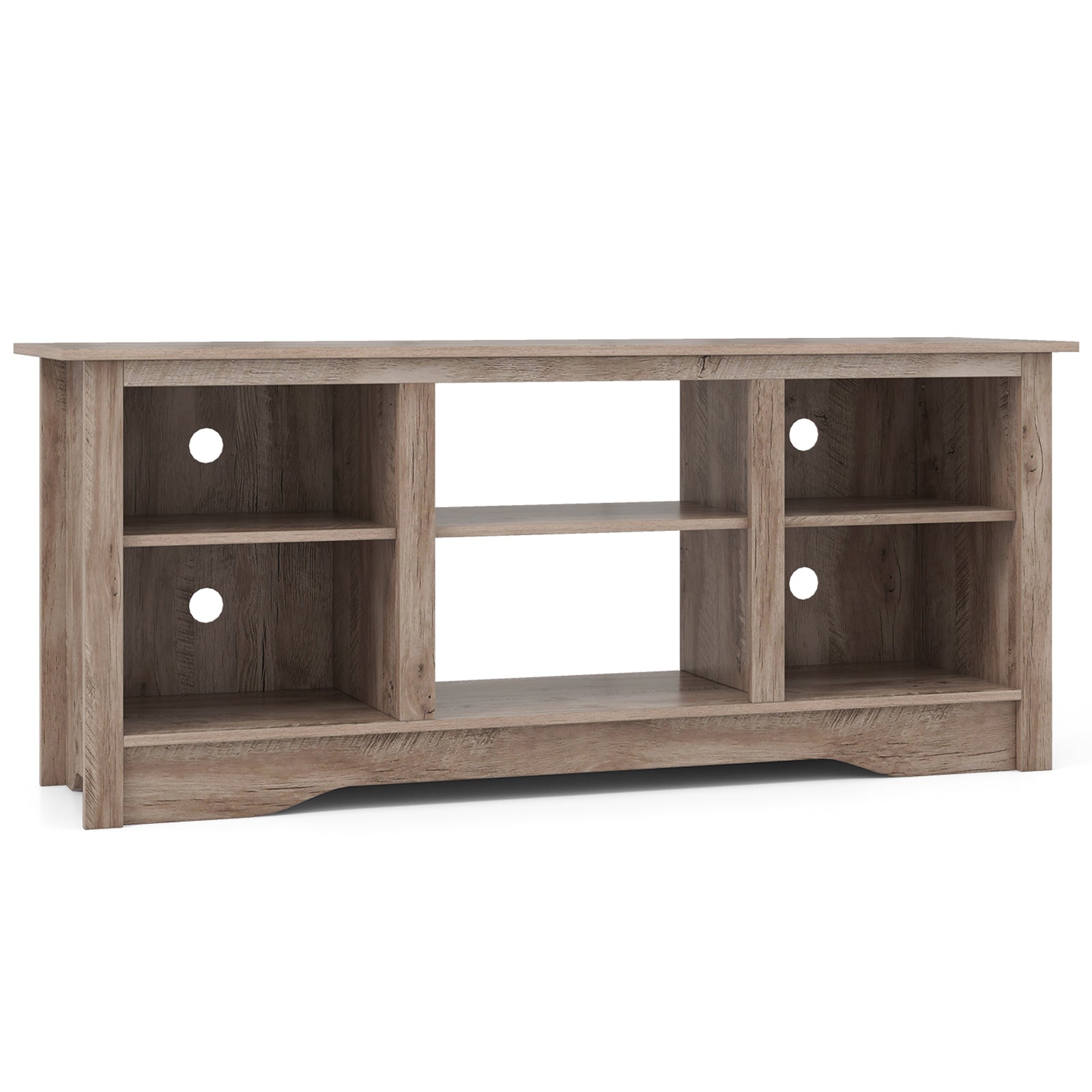 TV Stand for up to 65 Inch Flat Screen TVs with Adjustable Shelves for 18 Inch Electric Fireplace (Not Included)-Gray