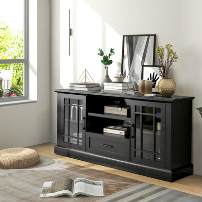 TV Stand for TVs up to 70 with Glass Doors Cubbies and Drawer