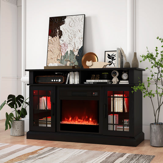 TV Stand with Electric Fireplace LED Lights and Remote Controls for TVs Up to 40 Inch
