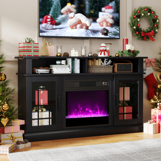 TV Stand with Electric Fireplace LED Lights and Remote Controls for TVs Up to 40 Inch