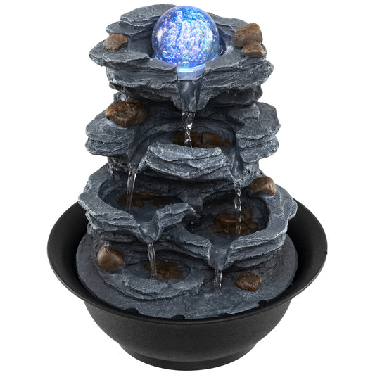 Tabletop Water Fountain with Rolling Crystal Ball and Color-Changing LED Light