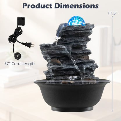 Tabletop Water Fountain with Rolling Crystal Ball and Color-Changing LED Light