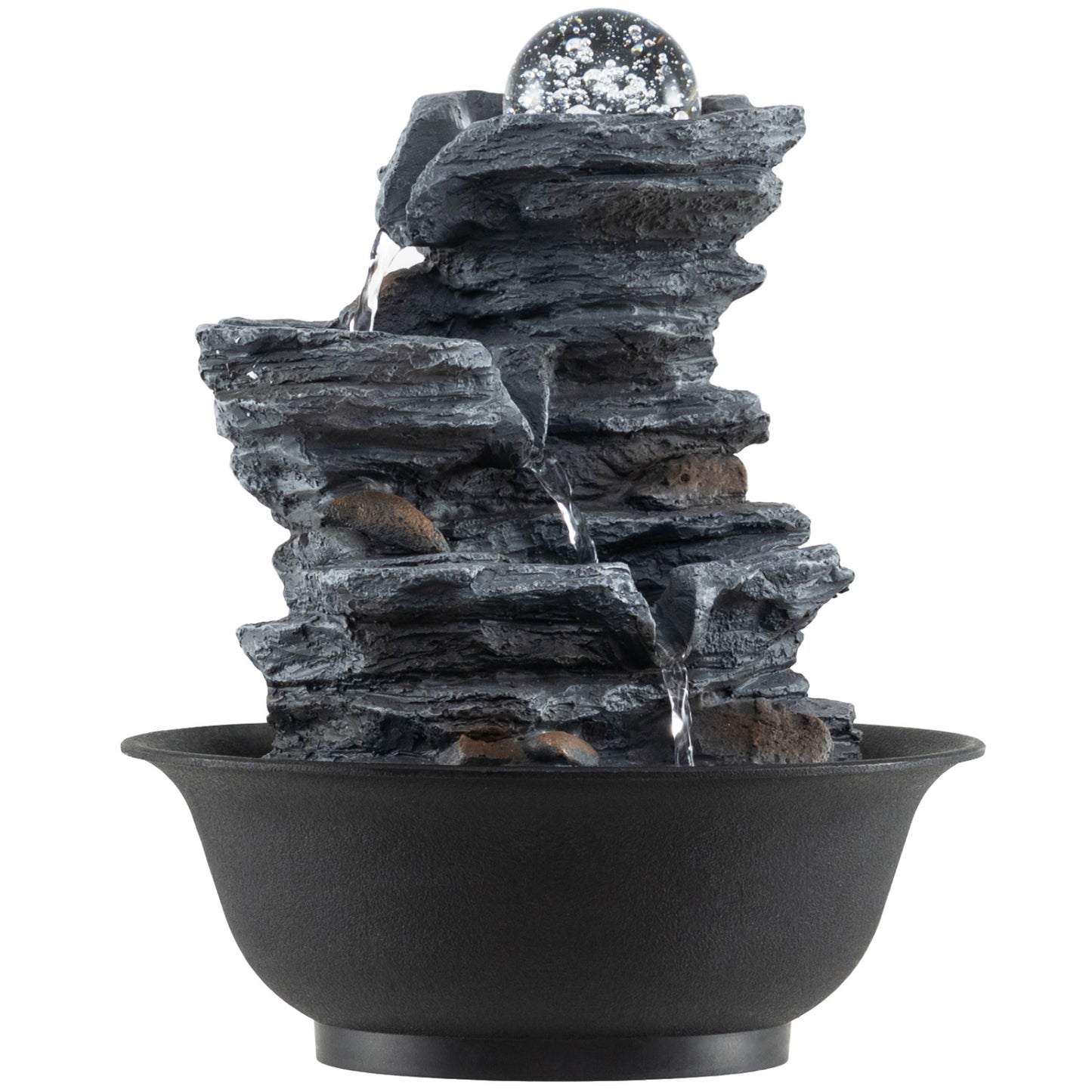 Tabletop Water Fountain with Rolling Crystal Ball and Color-Changing LED Light