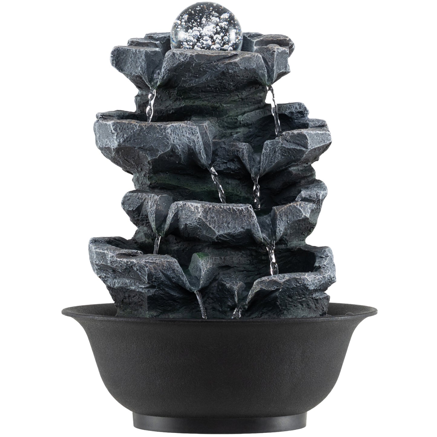 Tabletop Water Fountain with Rolling Crystal Ball and Color-Changing LED Light