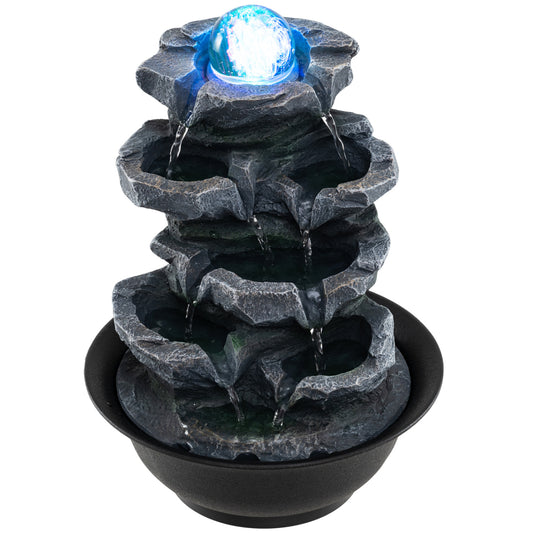 Tabletop Water Fountain with Rolling Crystal Ball and Color-Changing LED Light