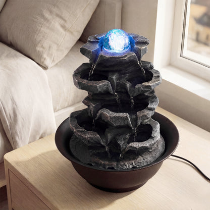 Tabletop Water Fountain with Rolling Crystal Ball and Color-Changing LED Light