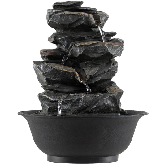 Tabletop Water Fountain with LED Light Indoor Desktop Cascading Water Feature