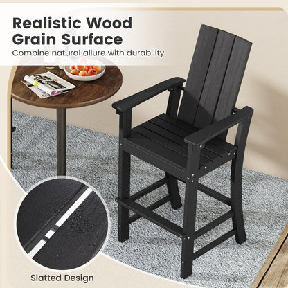 Tall Adirondack Chair Outdoor Bar Stool with Ergonomic Backrest for Backyard