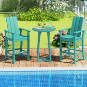 Tall Adirondack Chair Outdoor Bar Stool with Ergonomic Backrest for Backyard-Turquoise