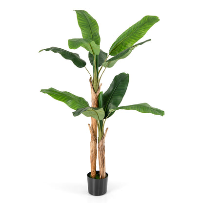 5.5/6.5 Feet Tall Artificial Banana Tree with 10/27 Large Leaves-5.5 ft - 5.5 Ft