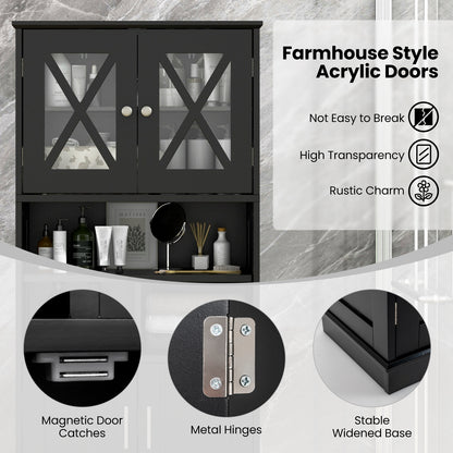 Tall Bathroom Cabinet Large Floor Storage Cabinet with Acrylic Doors and 3 Cubes