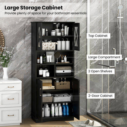 Tall Bathroom Cabinet Large Floor Storage Cabinet with Acrylic Doors and 3 Cubes