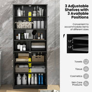 Tall Bathroom Cabinet Large Floor Storage Cabinet with Acrylic Doors and 3 Cubes-Black