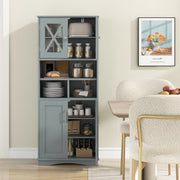 Tall Bathroom Cabinet Large Floor Storage Cabinet with Acrylic Doors and 3 Cubes-Gray