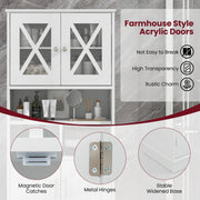 Tall Bathroom Cabinet Large Floor Storage Cabinet with Acrylic Doors and 3 Cubes-White