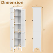 Tall Bathroom Floor Cabinet with Shutter Doors and Adjustable Shelf-White
