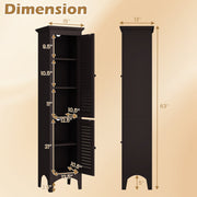 Tall Bathroom Floor Cabinet with Shutter Doors and Adjustable Shelf-Brown