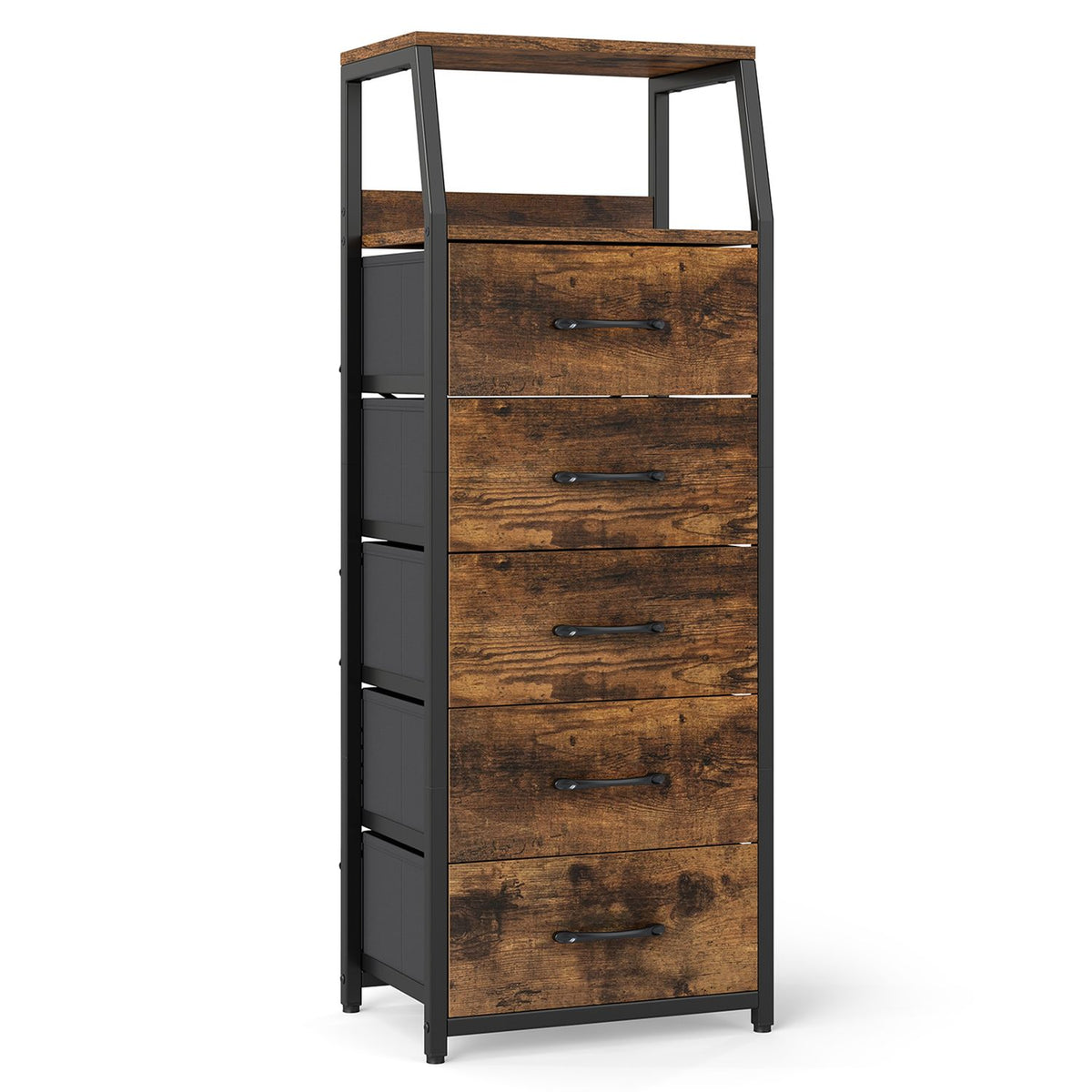 Tall Dresser with 5 Fabric Drawers for Bedroom 7-Tier Nightstand Chest of Drawers
