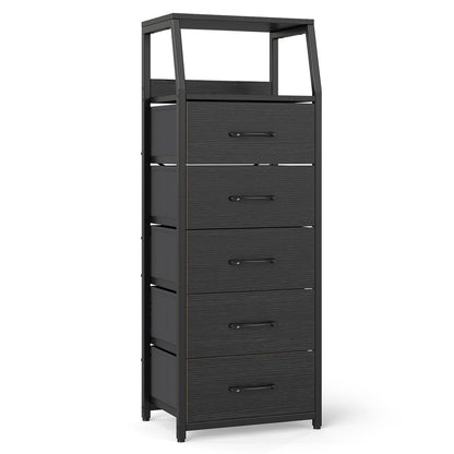 Tall Dresser with 5 Fabric Drawers for Bedroom 7-Tier Nightstand Chest of Drawers