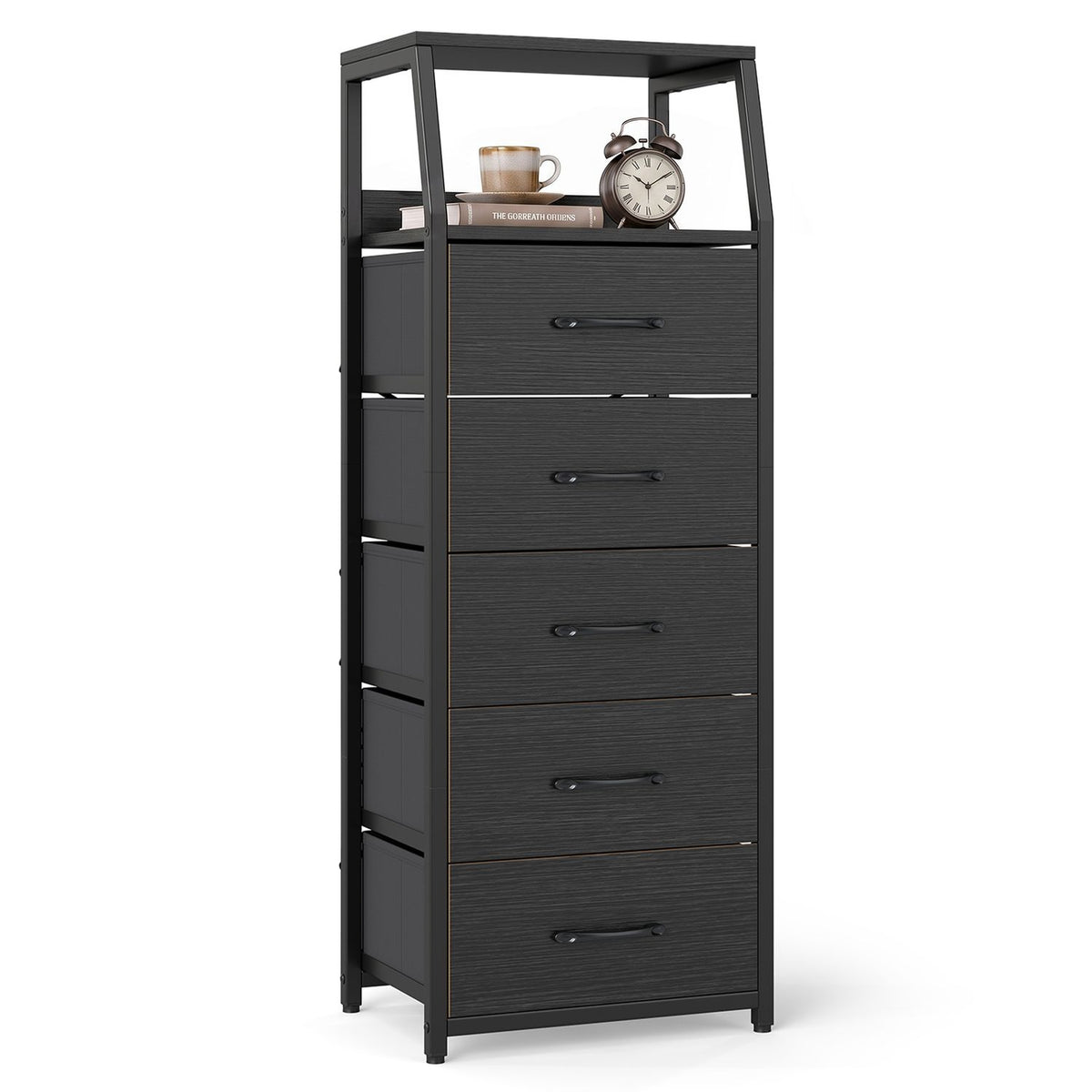 Tall Dresser with 5 Fabric Drawers for Bedroom 7-Tier Nightstand Chest of Drawers