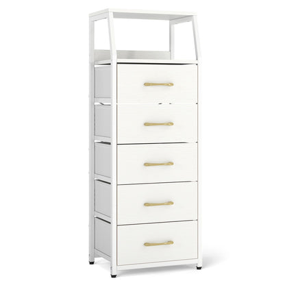 Tall Dresser with 5 Fabric Drawers for Bedroom 7-Tier Nightstand Chest of Drawers