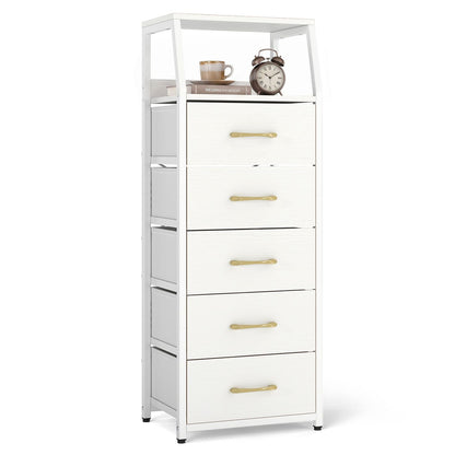 Tall Dresser with 5 Fabric Drawers for Bedroom 7-Tier Nightstand Chest of Drawers