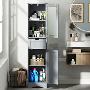 Tall Floor Storage Cabinet with 2 Doors and 1 Drawer for Bathroom-Gray