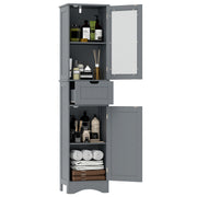 Tall Floor Storage Cabinet with 2 Doors and 1 Drawer for Bathroom-Gray