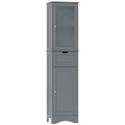 Tall Floor Storage Cabinet with 2 Doors and 1 Drawer for Bathroom-Gray