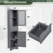 Tall Floor Storage Cabinet with 2 Doors and 1 Drawer for Bathroom-Gray