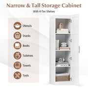 Tall Storage Cabinet with 4 Storage Shelves for Bathroom Living Room-White