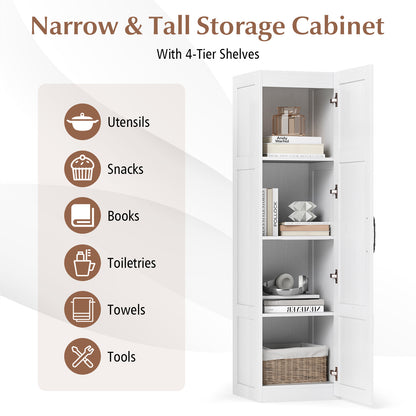 Tall Storage Cabinet with 4 Storage Shelves for Bathroom Living Room-White